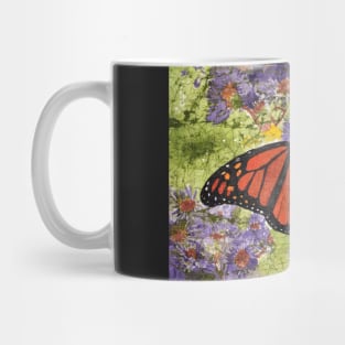 Monarch Butterfly On Purple Flowers Watercolor Batik Mug